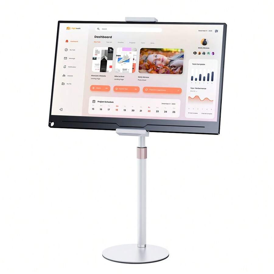 Height Adjustable Tablet And Phone Holder, 360° Rotating Metal Tablet Stand - trắng - Xem 1