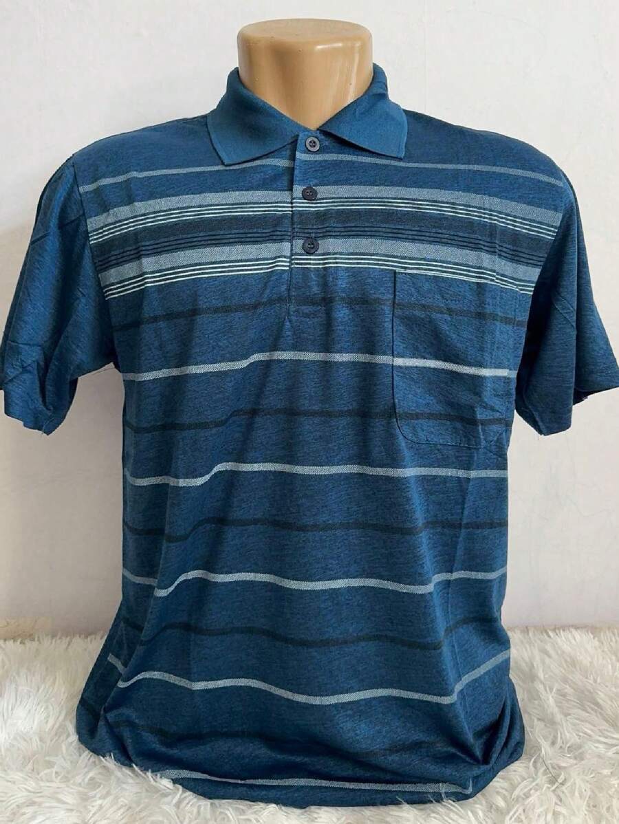 SUN CAI MEN'S POLO NECK T-SHIRT SHORT SLEEVE WITH POCKET CASUAL IMPORTED