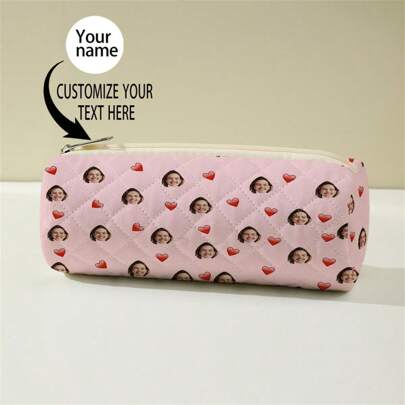 1pc Custom Pencil Case Pouch, Customizable Storage Bag With Your Unique Design (Photo, Text, Illustration), Portable Zipper Cosmetic Bag, Pencil Box, Classic Style Pencil Case, Suitable For School/Student/Back To School