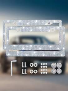 Cadre de plaque d'immatriculation de voiture robuste et étincelant serti de cristaux, accessoire voiture brillant, lavable