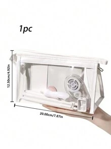 1 hộp đựng bút chì trong suốt, túi đựng bút, túi đựng đồ dùng văn phòng phẩm đánh dấu đa chức năng, túi đựng mỹ phẩm du lịch trong suốt, túi trong suốt, đồ dùng văn phòng và trường học đa năng cho người lớn, thanh thiếu niên, đồ dùng văn phòng, đồ dùng trở lại trường học - trắng - Xem 3