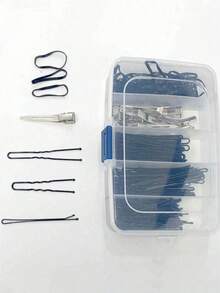 Hair Clip Storage Box (13.9 * 8.9) With 5 Compartments For Beauty, Makeup, And Hairdressing Tools. Leather Strap Clip And Grid Accessory Small Box Hair Clips Makeup Organizer