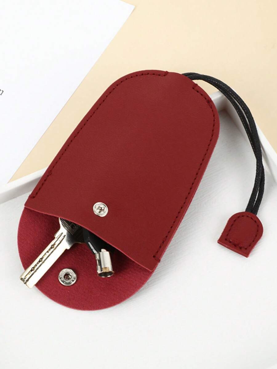 Pull Out Key Case Bags Women Men Solid Colour PU Leather Key Wallets Housekeepers Car Key Holder Case Leather Bag For Keys - Red - View 1