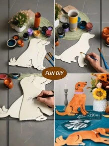 5 Pieces Of Wooden Animal Crafts Themed Paintings, Blank Wooden Crafts Shapes, Wooden Hanging Pieces, DIY Crafts, Door Hangers, Home Furnishings,For School Supplies,Back To School
