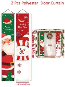 2 cái/bộ mới Ông già Noel và Người tuyết Giáng sinh & Người lính kẹp hạt dẻ Thiết kế mẫu rèm cửa, Câu đối biểu ngữ hoàn hảo để trang trí tiệc Giáng sinh gia đình, Giáng sinh - Nhiều màu - Xem 10