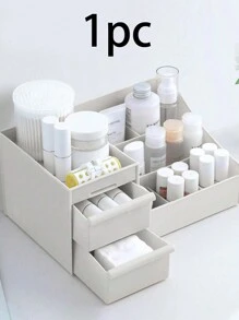 1pc Cosmetic Storage Box, Waterproof Dust-Proof Jewelry Storage Box, Suitable For Vanity Table, Dressing Table, Cosmetic, Nail Polish, Lipstick, Eyeshadow Brush, Makeup Foundation, Essence, Lotion, Holiday Gift, Birthday, Wedding, Desk, Shelf, Living Room Decor, Travel Accessories, Gift Bag, For Mom, Dad, Man, Friend
