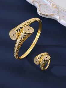 Modernes neues Design Hypoallergener 18k Schmuckset, Damen Party Hochzeit Versammlungs Zirkonia Schmuckset