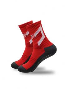 1 Pair Men's European Cup Football Socks, Anti-Slip Moisture Wicking Crew Sports Socks - Multicolor - View 2