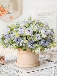 1pc Artificial Blue Rose Peony Flowers For Birthday Party Garden Decor Spring Summer Home Decoration - Blue - View 4
