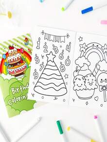 1 pieza Libro de invitaciones para colorear DIY, 12 páginas Libro de colorear creativo para fiesta de cumpleaños, regalo para invitar a familiares y amigos - multicolor - Ver 6