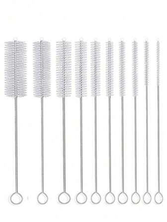 Kit de brosses de nettoyage pour pailles - (10 tailles) 10 pièces de nettoyants pour tuyaux extra-longs, convenant aux verres, pailles, bouteilles et tuyaux, cuisine, salle de bain, maison, fournitures de maison