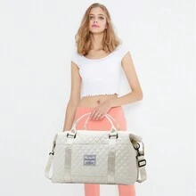 Large Travel Duffel Bag, Sports Tote Gym Bag, Shoulder Weekender Overnight Bag For Women With Wet Pocket - trắng - Xem 4