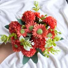 Carnation Bouquet With Artificial Daisy Decoration Arrangements - 橘色 - 查看 1