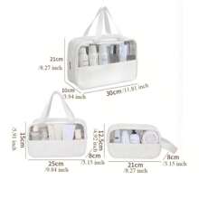 Personalized Initial Letters 1pc Colorful Portable Women PU Leather Makeup Bag, 3 Sizes Ladies Cosmetic Bag Waterproof Large Capacity PVC Clear Travel Toiletry Bag, Transparent Girls Monogrammed Name Toiletries Accessories Wash Bag G