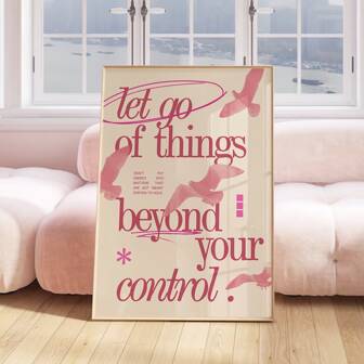 1 pieza Póster sin marco de decoración de habitación rosa "Deja ir las cosas", decoración de habitación estética, arte de pared de lienzo impermeable, arte de pared en estilo Y2K como regalo, decoración de habitación preppy, para sala de estar, dormitorio, comedor, cafetería, bar, hogar y decoración de dormitorio