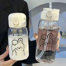 VANLFY Taza de agua de plástico transparente con estampado de conejo - Multicolor - Ver 2