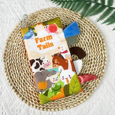 Libro In Stoffa Arancione Per Bambini Da 1 Pezzo Con Coda Di Cartone Animato, Resistente Allo Strappo, Educazione Precoce, Giocattolo Puzzle Con Carta Sonora In Sib, Adatto Per Regali Per Neonati