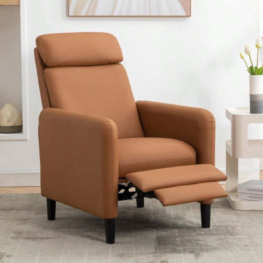 Modern Artistic Color Design Adjustable Recliner Chair PU Leather For Living Room Bedroom Home Theater