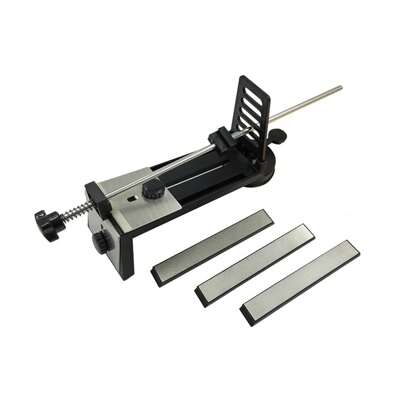 FXLTSBL Afiador de facas, ângulo fixo profissional, braçadeira dupla, conjunto manual de afiar facas de chef com pedras de afiar