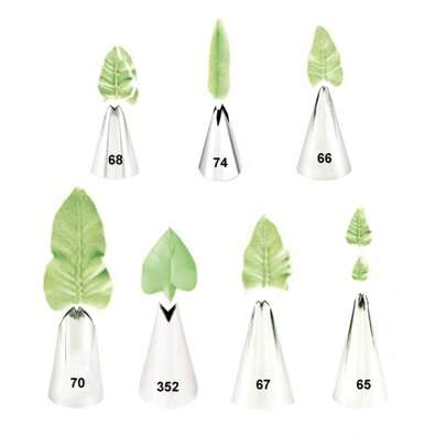 7pcs Stainless Steel Leaf Shaped Piping Nozzle Set, Cake Decorating Tips, Baking Pastry Tools