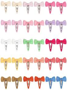 30pcs Snap Hair Clips With Bows Boutique Grosgrain Ribbon 1.8 Inch Hair Bows No Slip Hair Barrettes For Little Girls