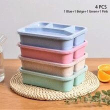 1 件/2 件/4 件便当盒，4 格餐盒，塑料可重复使用食品储存容器 - 可堆叠，适用于办公室、工作和旅行，学生携带早餐、午餐、晚餐、露营、野餐等，厨房，圣诞节返校礼物，学校用品 - 彩色 - 查看 18