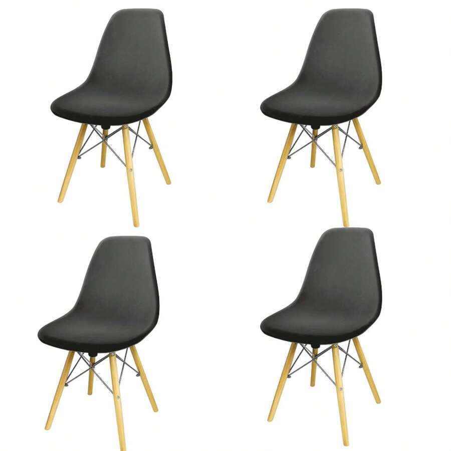 Adir Set De 4 Sillas Eames Modernas Minimalistas - Negro - Ver 1