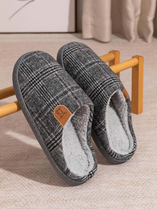 Plus Size Home Slippers, Autumn/Winter Indoor House Wear, TPR Thick Non-Slip Sole, Warm Slippers, Classic Design