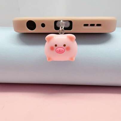 2pcs  Pig &  Cat Design Silicone Anti-Dust Plug For Android & Huawei Phones, Pink