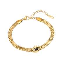 2 PIECE SET Bracelet And Necklace European And American Cross-Border New Design Versatile Sense Metal Stainless Steel Black Diamond Devil Necklace Female Wholesale - 金色 - 查看 6