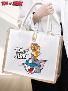 Official Authorisation Cartoon Fashion Linen Handbag, Best Gift For Friends And Children - White - View 3