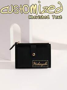 1pc Carteira curta simples e personalizável, couro PU, fecho de pressão, carteira curta casual, portátil, multifuncional, leve, funcional, moda prática, colorida, adorável, contraída, minimalista, lazer, negócios, casual, família, amigos, avós, achados infantis, moda de inverno, presente de Natal/feriado, presentes personalizados para mulheres, presentes ideais para ele, ela, namorada, família, amigos, aniversários, natal, inverno, outono/outono, feriado/férias, escola