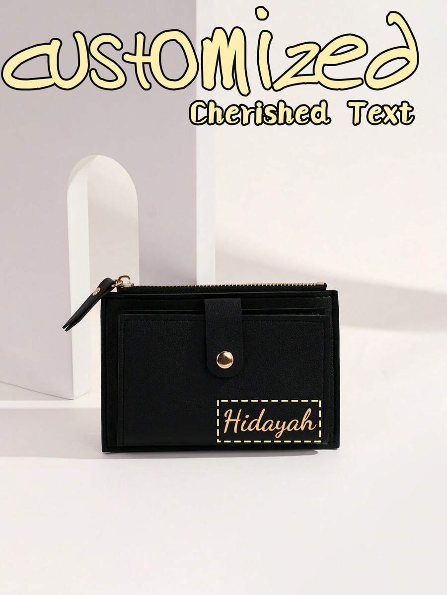 1pc Carteira curta simples e personalizável, couro PU, fecho de pressão, carteira curta casual, portátil, multifuncional, leve, funcional, moda prática, colorida, adorável, contraída, minimalista, lazer, negócios, casual, família, amigos, avós, achados infantis, moda de inverno, presente de Natal/feriado, presentes personalizados para mulheres, presentes ideais para ele, ela, namorada, família, amigos, aniversários, natal, inverno, outono/outono, feriado/férias, escola