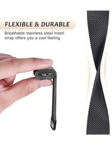 Bracelet de montre 20/22 mm, doux et respirant, style milanais, en acier inoxydable tressé avec boucle magnétique. Convient aux hommes et aux femmes. Compatible avec Samsung Galaxy Watch, Watch, Watch, Watch. Convient à tous les bracelets de montre d'une largeur de 20 mm à 22 mm.