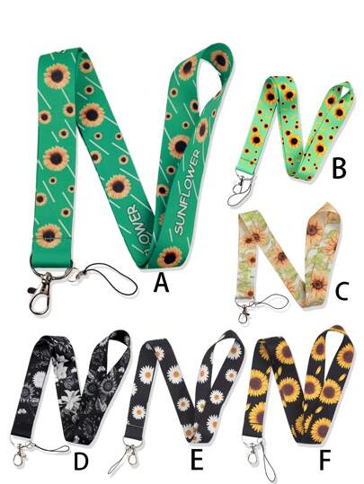 1pc Sunflower & Daisy Pattern Lanyard, Suitable For Doctors, Nurses, Students, Teachers, Exhibition Staff ID Badge Holder, Can Be Used As Exhibition, Gift, Keychain Or Daily Use