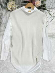 Fashion Modal Long Knit Vest New 2024 - White - View 2