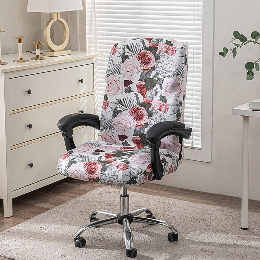 1pc/Set Elastic Printed Computer Office Chair Cover, Soft, Comfortable And Stylish Chair Cover, Detachable And Washable Dustproof Chair Cover. - COLOR35 - View 1