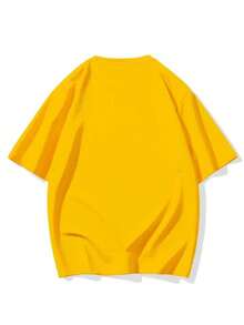 Men's T-Shirt With American Flag Print Short Sleeve Round Neck - 黃色 - 查看 3