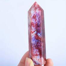 Red Moonlight Crystal Tower Obelisk - Natural Rare Silver Glitter Gemstone, Boho Style Healing Crystal For Home Decor, Housewarming Gift, Enhances Easter, Thanksgiving, Father's Day, Mother's Day, Graduation Celebrations - Red - View 2