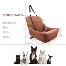 Dog Car Seat,Car Dog Seat For Small Dogs,Dog Booster Car Seat With Seatbelt,Washable Dog Car Travel Bed Easy To Assemble,Comfy Pet Car Seat,Clip-On Safety Leash And Storage Pocket (Brown) - màu nâu - Xem 2