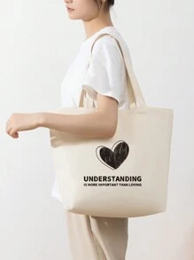 1 pieza Bolsa de lona portátil de gran capacidad, de color beige sólido, adecuada para niñas, estudiantes de secundaria/preparatoria/universidad para la escuela, el camino al trabajo, vacaciones; adecuada para trabajadores de oficina, empleados de cuello blanco para el trabajo, el camino al trabajo, negocios, viajes de vacaciones