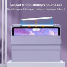 GOOJODOQ Case For IPad Pro 11 12.9 2021 Air 4 Air 5 Gen 10 10.9 Gen 9 8 7 10.2 Clear Acrylic Tablet Cover With Pencil Holder - 藍色 - 查看 9