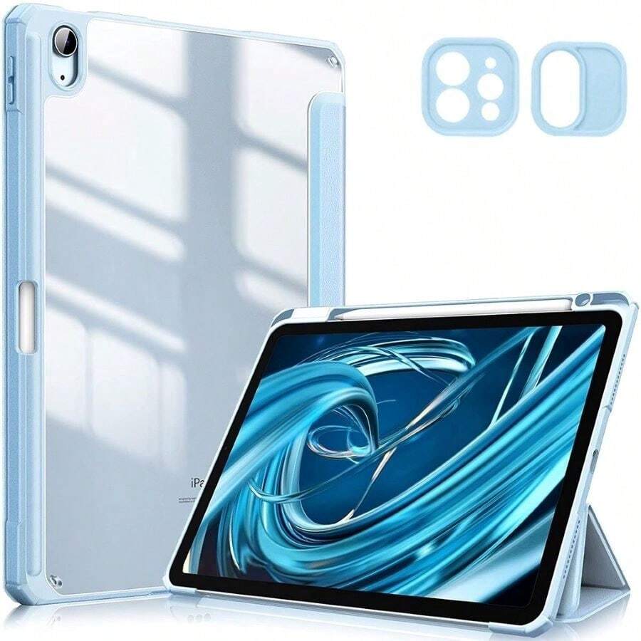 GOOJODOQ Case For IPad Pro 11 12.9 2021 Air 4 Air 5 Gen 10 10.9 Gen 9 8 7 10.2 Clear Acrylic Tablet Cover With Pencil Holder - 藍色 - 查看 1