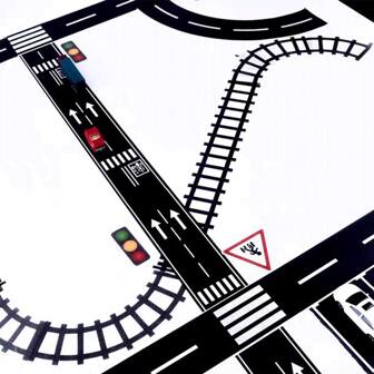EsenTroye 5m Creative Traffic Road, Train, Railway Pattern DIY Washi Tape, Parking Lot Stickers, Racing Car Decorations Party Supplies Gift