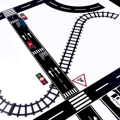 EsenTroye 5m Creative Traffic Road, Train, Railway Pattern DIY Washi Tape, Parking Lot Stickers, Racing Car Decorations Party Supplies Gift