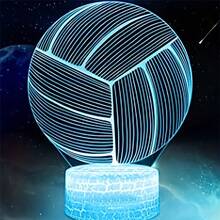 Lámpara de noche con forma de balón de voleibol 3D, 7 colores, base negra o de 7 colores agrietada, o luz decorativa blanca cálida - Luz de noche - Ver 12