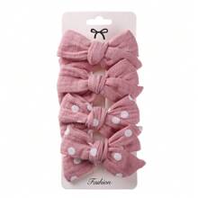 4 pièces Barrettes à cheveux pour enfants avec nœud imprimé en tissu, un ensemble d'accessoires de cheveux de style frais comprenant des pinces à clip en ruban tressé, sûres pour bébé, pour le port quotidien et les séances photos, un cadeau d'amour pour la Saint-Valentin