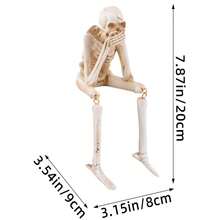 万圣节装饰 1 件万圣节骷髅雕像，恐怖主题的骷髅工艺品装饰，带遮嘴、遮眼和遮耳设计的桌面装饰万圣节装饰 - 彩色 - 查看 12