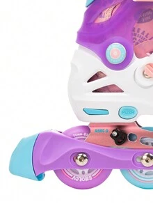 SHOLOV 1 Pair Fashion Outdoor Inline Roller Skates With Shiny PU Wheels. Soft And Comfortable Sole, Adjustable, No Laces Needed. Equipped With Rotary Tightening System And Reinforced Aluminum Alloy Frame To Prevent Ankle Sprains, Suitable For Beginners. - Pink - View 6
