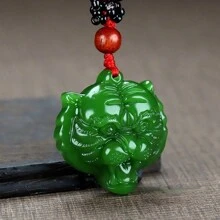 1 Mặt dây chuyền hình đầu hổ bằng ngọc bích xanh tự nhiên, Vòng cổ biểu tượng hòa bình may mắn trang sức cao cấp, Mặt dây chuyền ngọc bích quyến rũ, chạm khắc bằng tay, Mặt dây chuyền đá quý, Vòng cổ pha lê thạch anh, Vòng cổ cặp đôi, Quà tặng cho cô ấy, Thích hợp làm quà tặng cho bữa tiệc ngày lễ, Quà tặng pha lê thạch anh. - đầu hổ - Xem 5